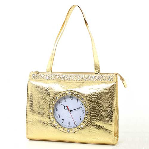 Comeco Inc: Gold Vinyl Clock Bag