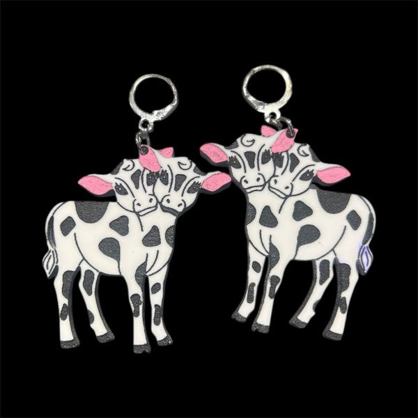 Taco: Two Headed Spotted Cow Earrings
