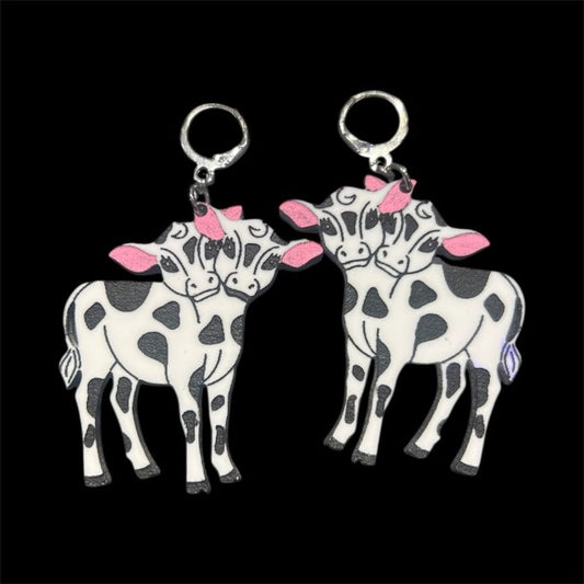 Taco: Two Headed Spotted Cow Earrings