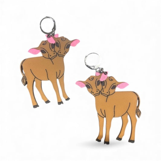 Taco: Two Headed Brown Bow Earrings