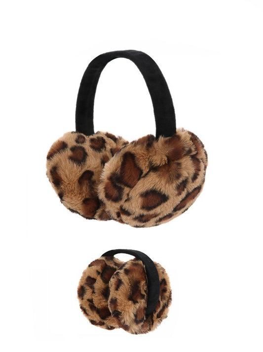Cap Zone: Fuzzy Soft Leopard Ear Muffs