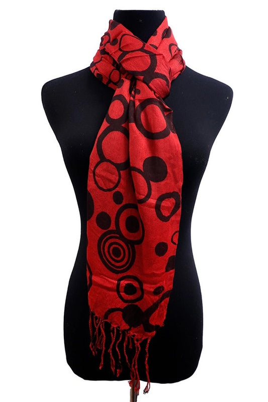 Cap Zone: Fringe Trim Viscose Oblong Shawl Scarf