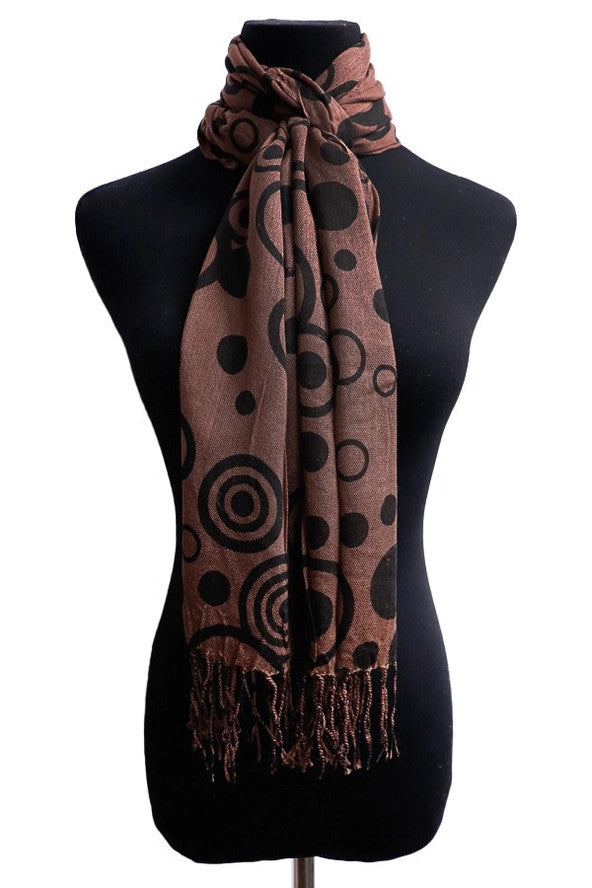 Cap Zone: Fringe Trim Viscose Oblong Shawl Scarf