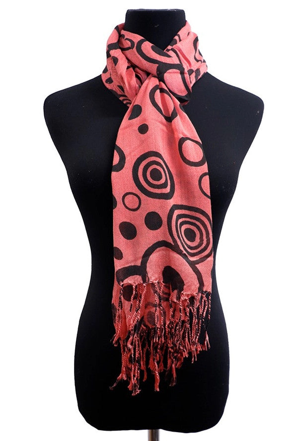 Cap Zone: Fringe Trim Viscose Oblong Shawl Scarf