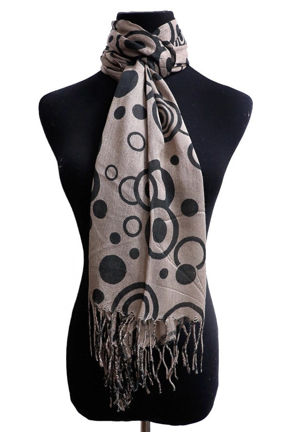Cap Zone: Fringe Trim Viscose Oblong Shawl Scarf