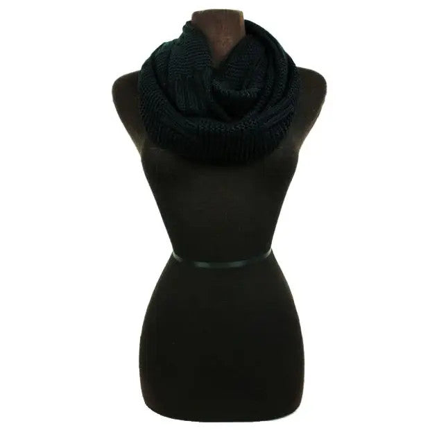 Cap Zone: Stitched & Ribbed Knit Infinity Scarf