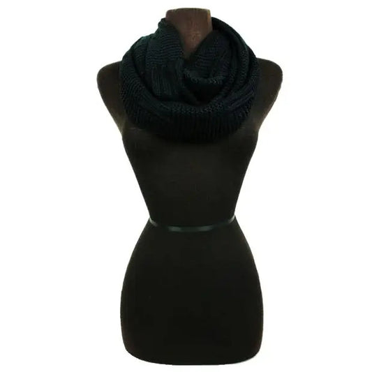 Cap Zone: Stitched & Ribbed Knit Infinity Scarf