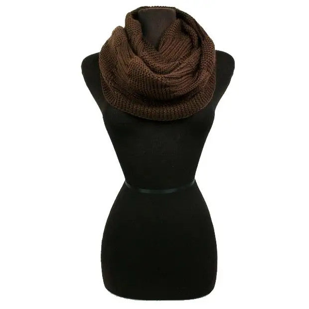 Cap Zone: Stitched & Ribbed Knit Infinity Scarf