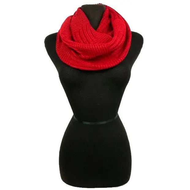 Cap Zone: Stitched & Ribbed Knit Infinity Scarf