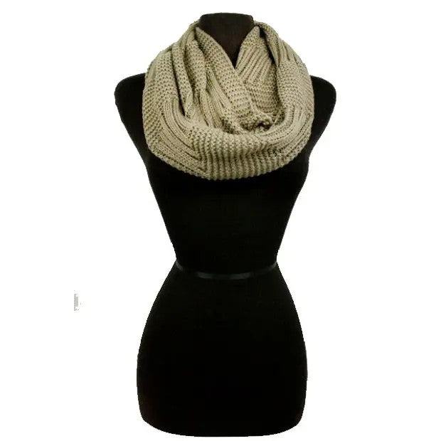 Cap Zone: Stitched & Ribbed Knit Infinity Scarf