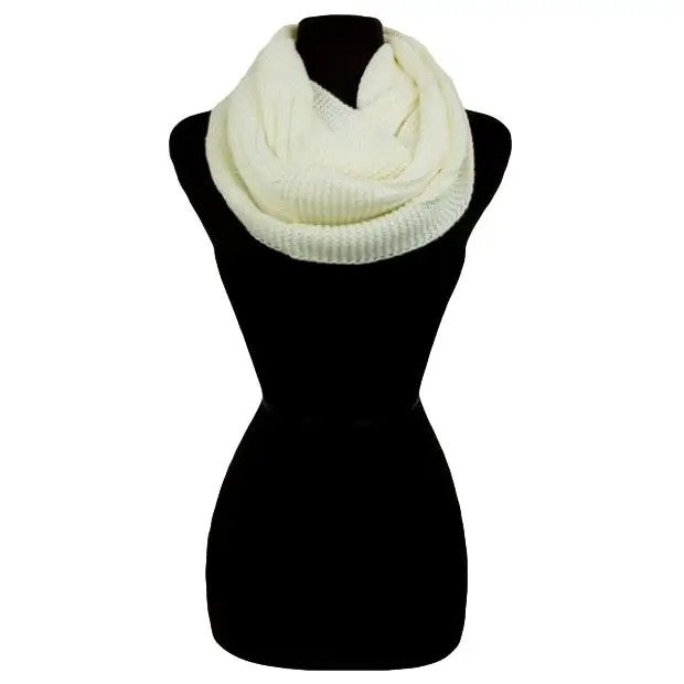 Cap Zone: Stitched & Ribbed Knit Infinity Scarf