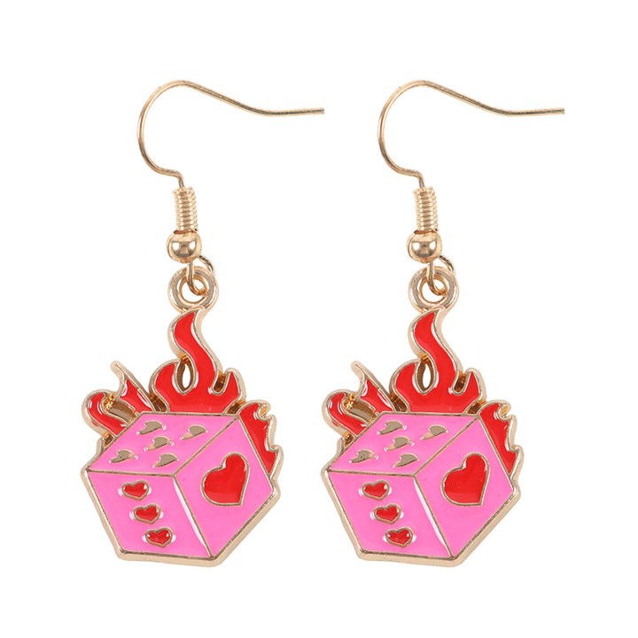Something Different: Burning Dice Y2K Earrings
