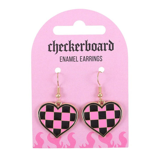Something Different: Checkerboard Heart Y2K Earrings