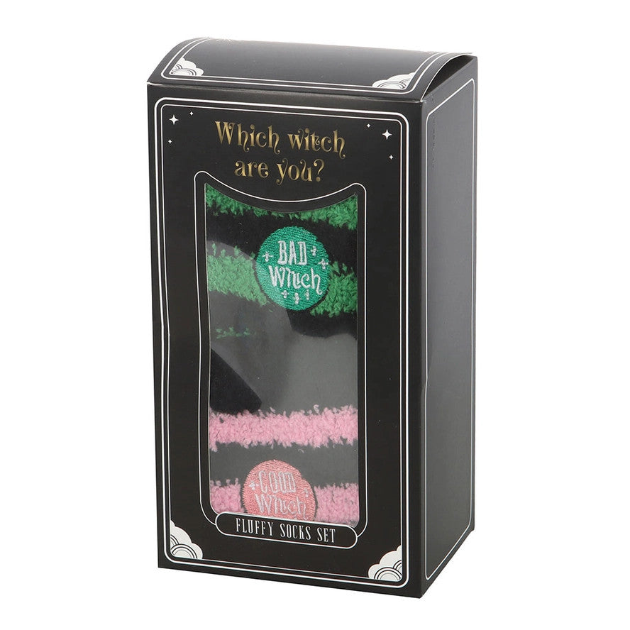 Something Different: Set of 2 Good Witch/Bad Witch Fluffy Striped Socks