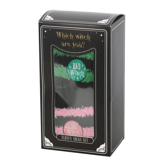 Something Different: Set of 2 Good Witch/Bad Witch Fluffy Striped Socks
