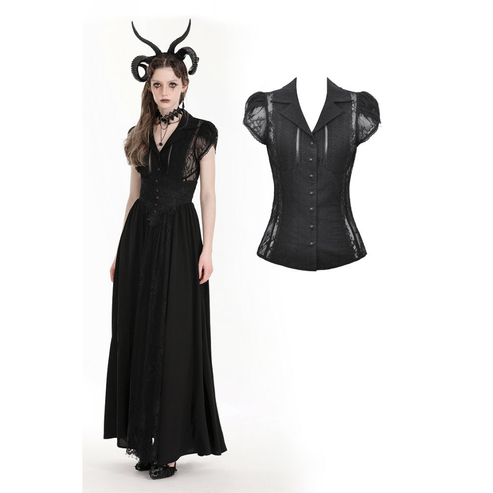 Dark In Love: Gothic Black Lace Hollow Out Blouse