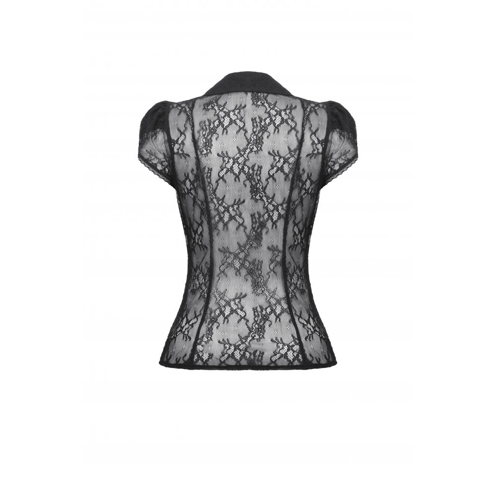 Dark In Love: Gothic Black Lace Hollow Out Blouse