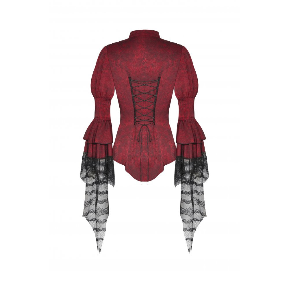 Dark In Love: Gothic Red Frilly L/S Blouse