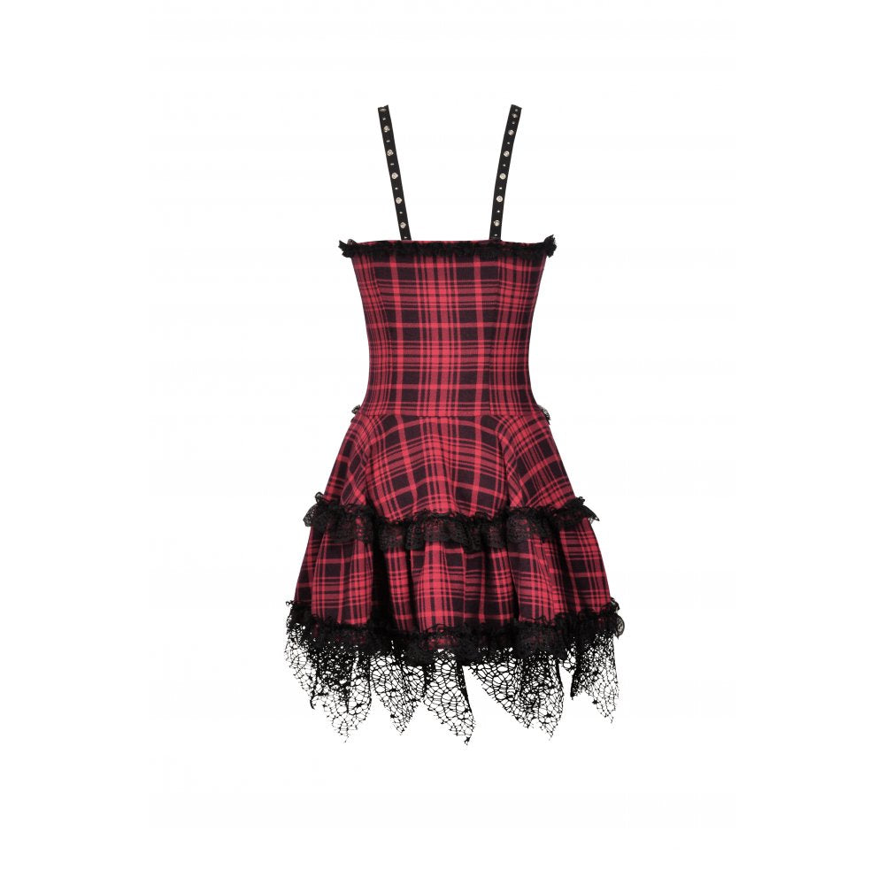 Dark In Love: Red Punk Plaid Layered Mini Dress