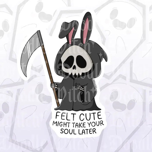 DW: Felt Cute Bunny Reaper Sticker (2.1x3)