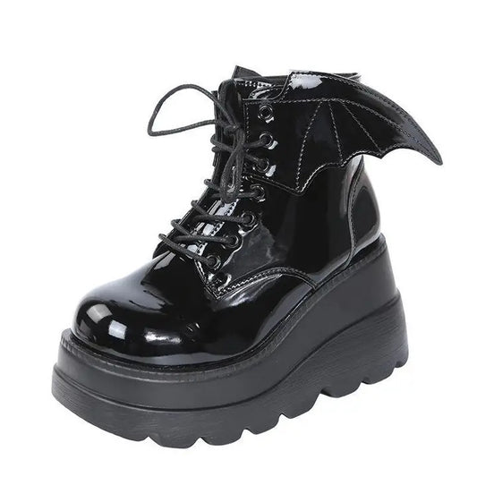 Salina: Gothic Bat Wing Platform Heel Short Boot