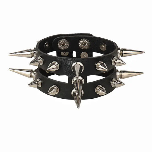 Salina: Gothic Double Hollow-Out Spike Bracelet