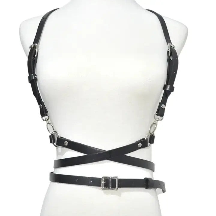 Salina: Gothic Suspender Harness Belt - Black