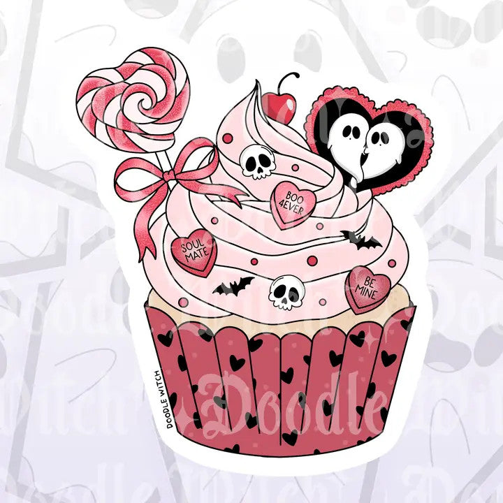 DW: Ghost Cupcake Valloween Sticker (2.3x2.5)