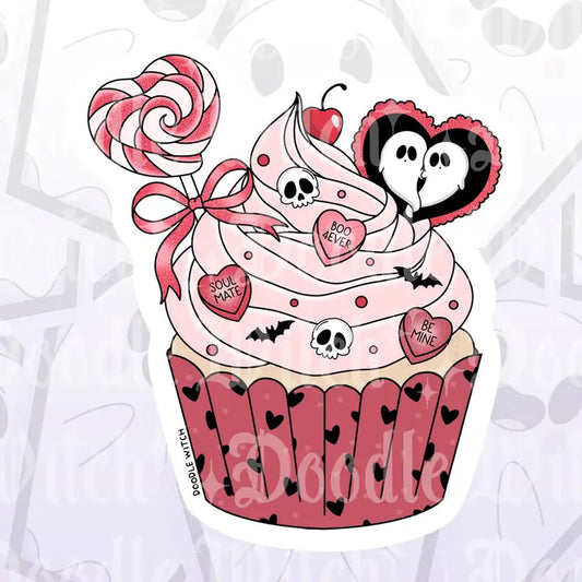 DW: Ghost Cupcake Valloween Sticker (2.3x2.5)