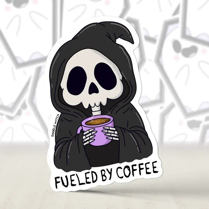 DW: Fueled By Coffee Reaper Sticker (2x3)