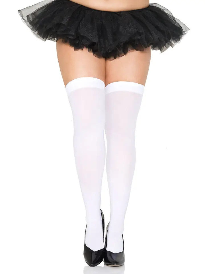 LM: Plus Size Opaque Thigh High Stockings