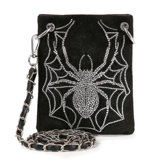 HE: Rhinestone Spider Web Petite Crossbody Sling