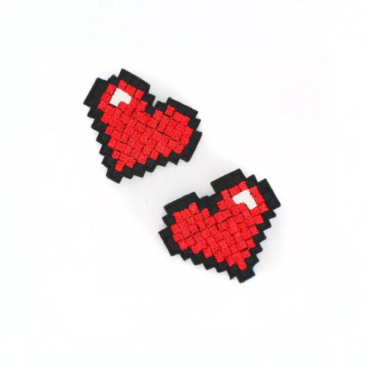 Kawaii: 8-Bit Pixel Heart Hair Clip Set