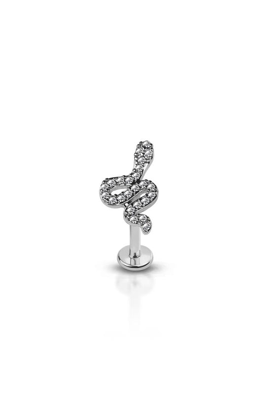 Crave: CZ Gem Snake SS Labret 16G - Silver
