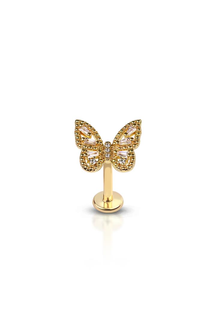 Crave: Delicate Gold Butterfly  Internally Threaded SS Labret