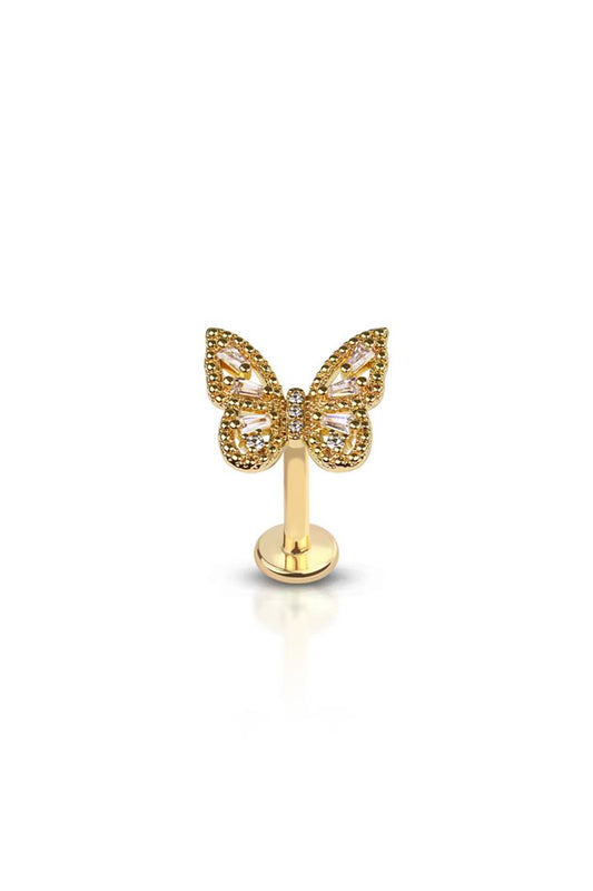 Crave: Delicate Gold Butterfly  Internally Threaded SS Labret
