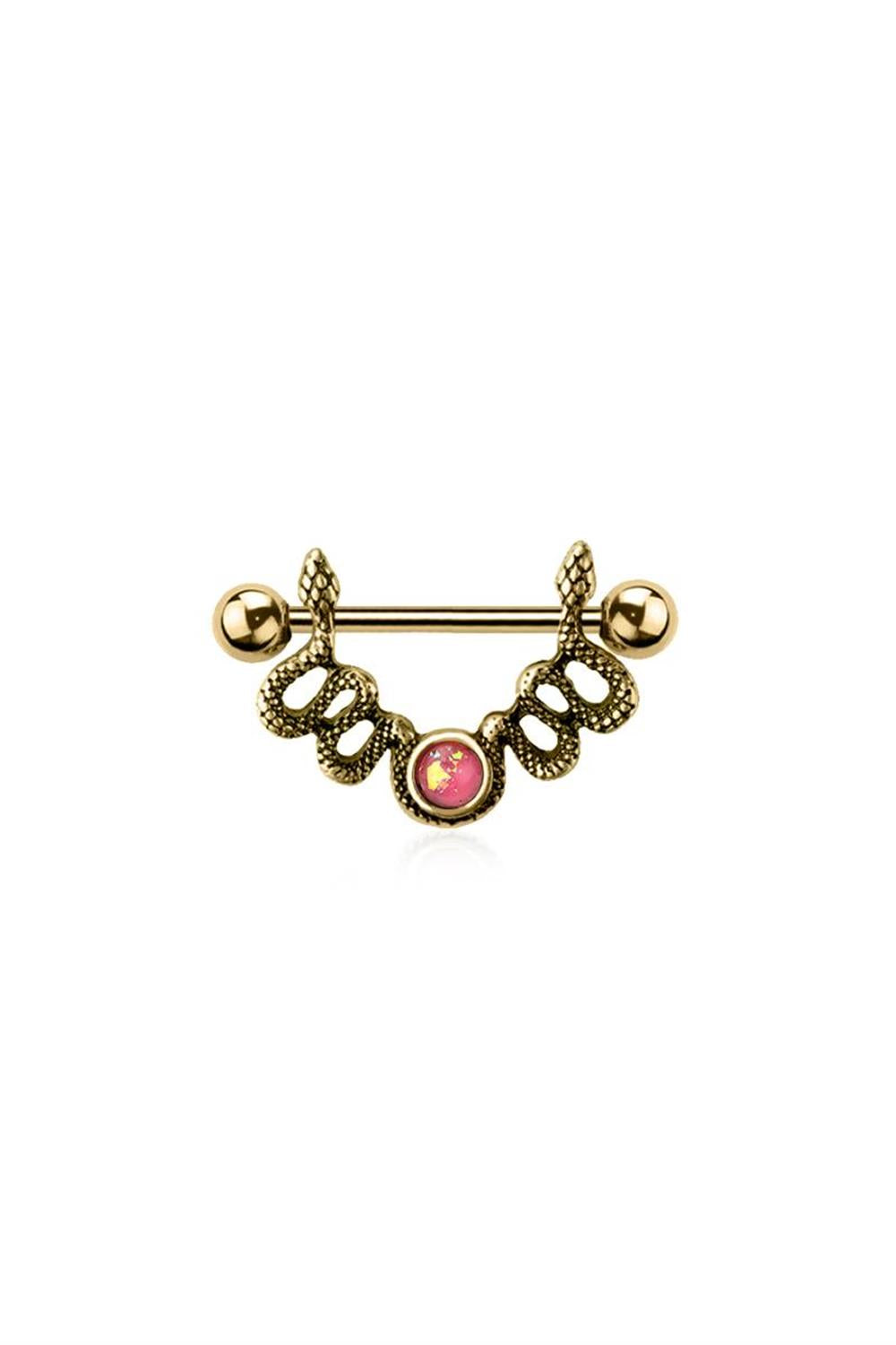 Crave: Snake Nipple Ring Shield w/Gem