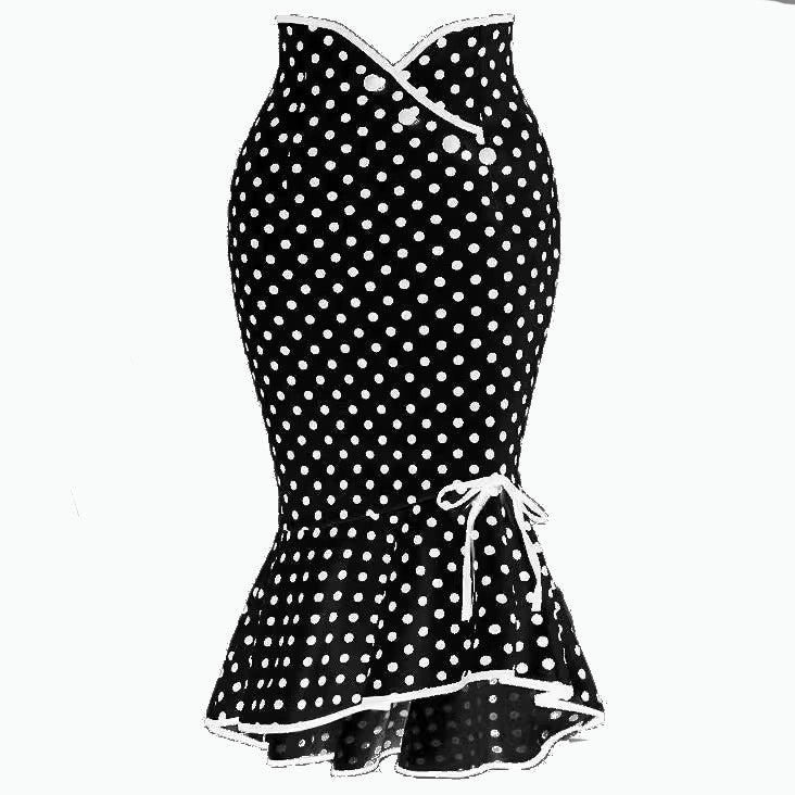 Salina: Dot Print Lace-Up Fishtail Skirt
