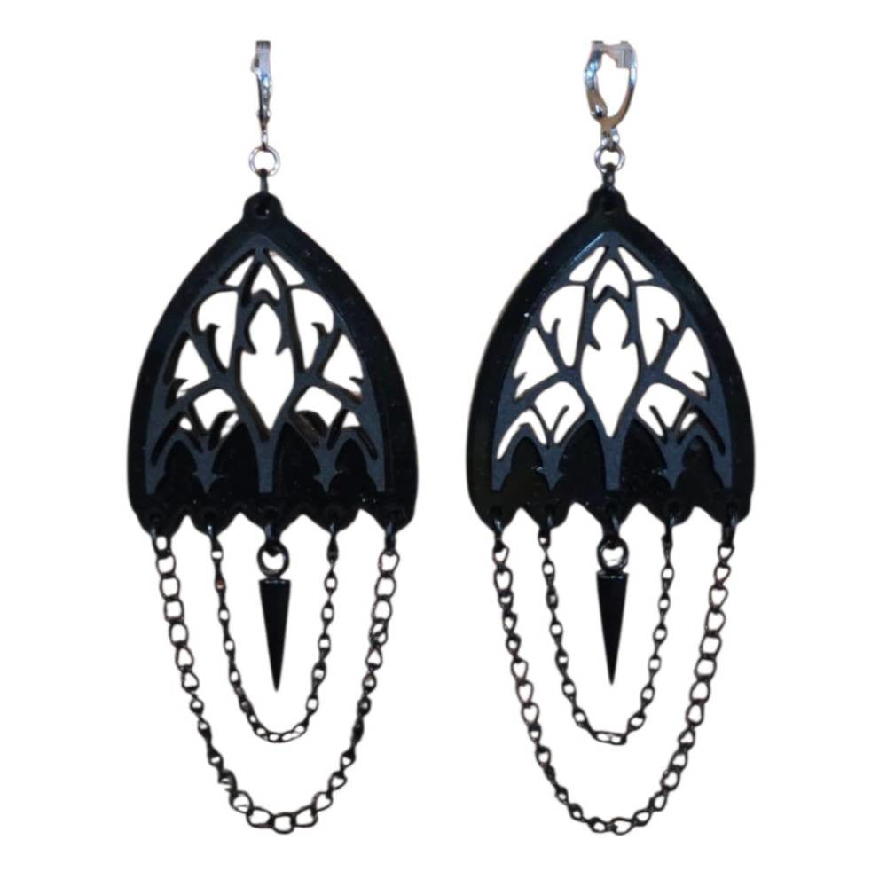 Taco: Large Goth Chain Spiked Earrings