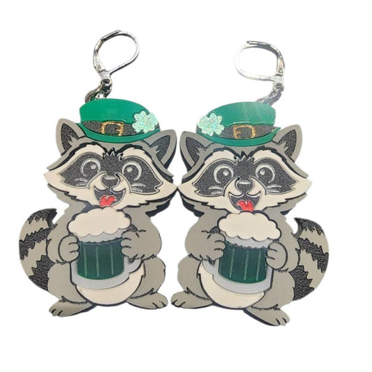 Taco: St. Patty's Raccon Earrings