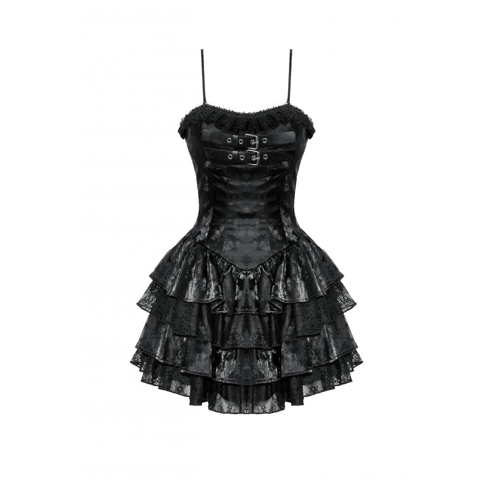 Dark In Love: Shiny Punk Faux Leather Layered Dress