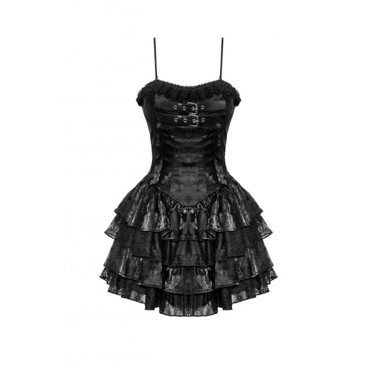 Dark In Love: Shiny Punk Faux Leather Layered Dress