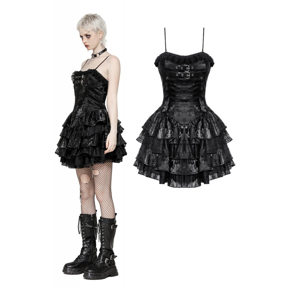 Dark In Love: Shiny Punk Faux Leather Layered Dress
