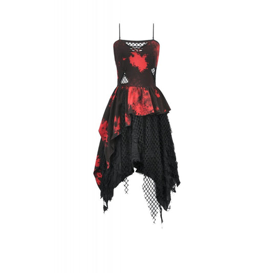 Dark In Love: Red & Black Tie-Dye Punk Dress