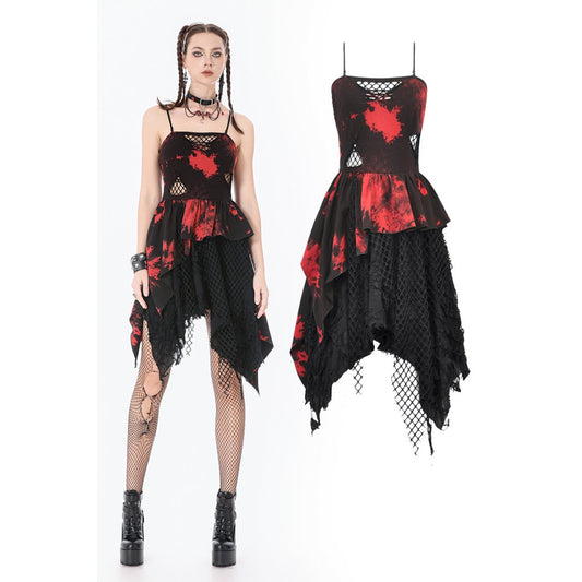 Dark In Love: Red & Black Tie-Dye Punk Dress