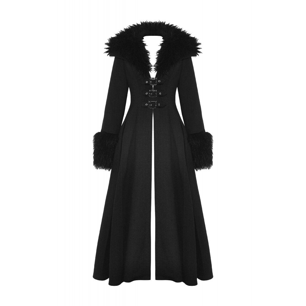 Dark In Love: Goth Faux Fur Woolen Maxi Coat