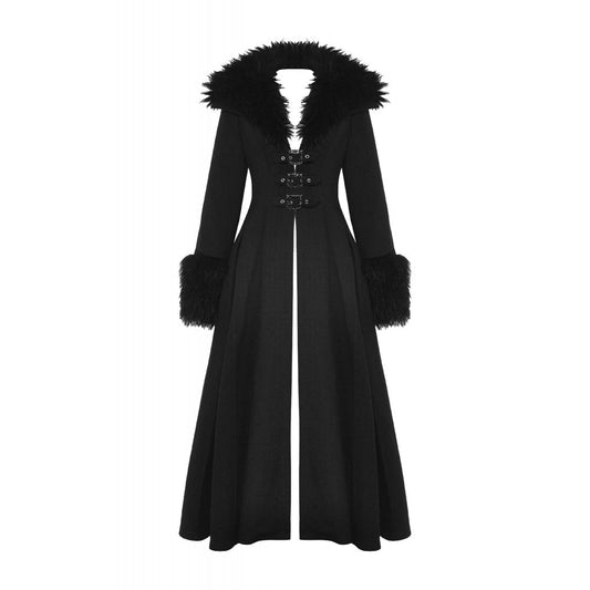 Dark In Love: Goth Faux Fur Woolen Maxi Coat