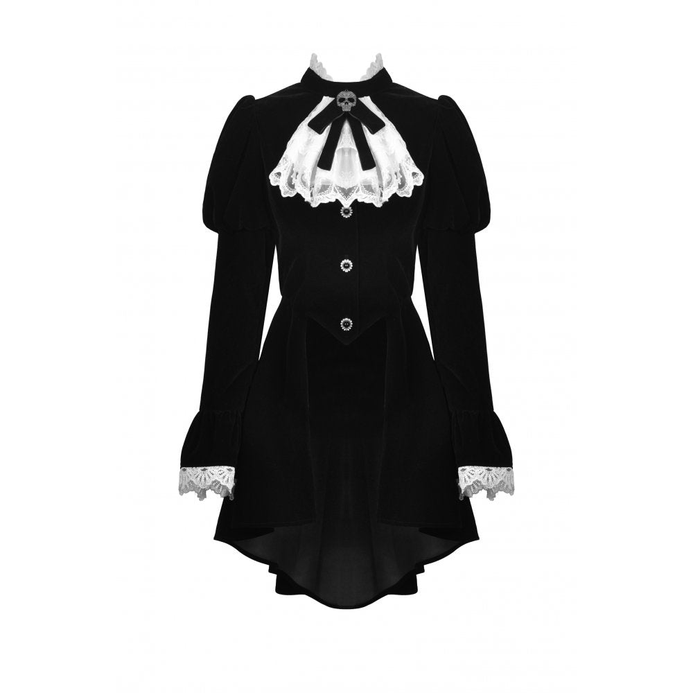 Dark In Love: Goth Retro Scholar Frilly Velvet Coat