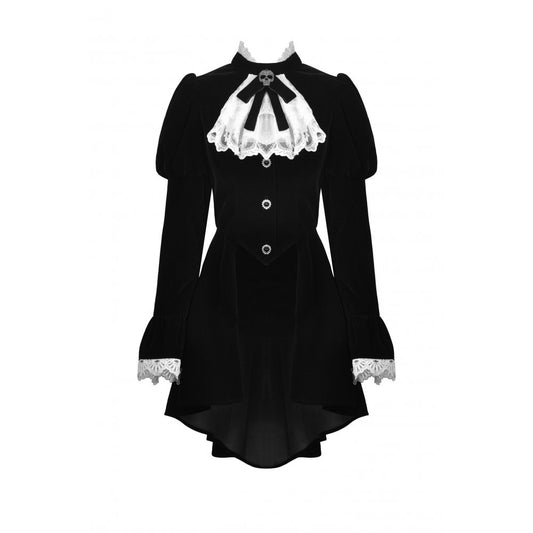 Dark In Love: Goth Retro Scholar Frilly Velvet Coat