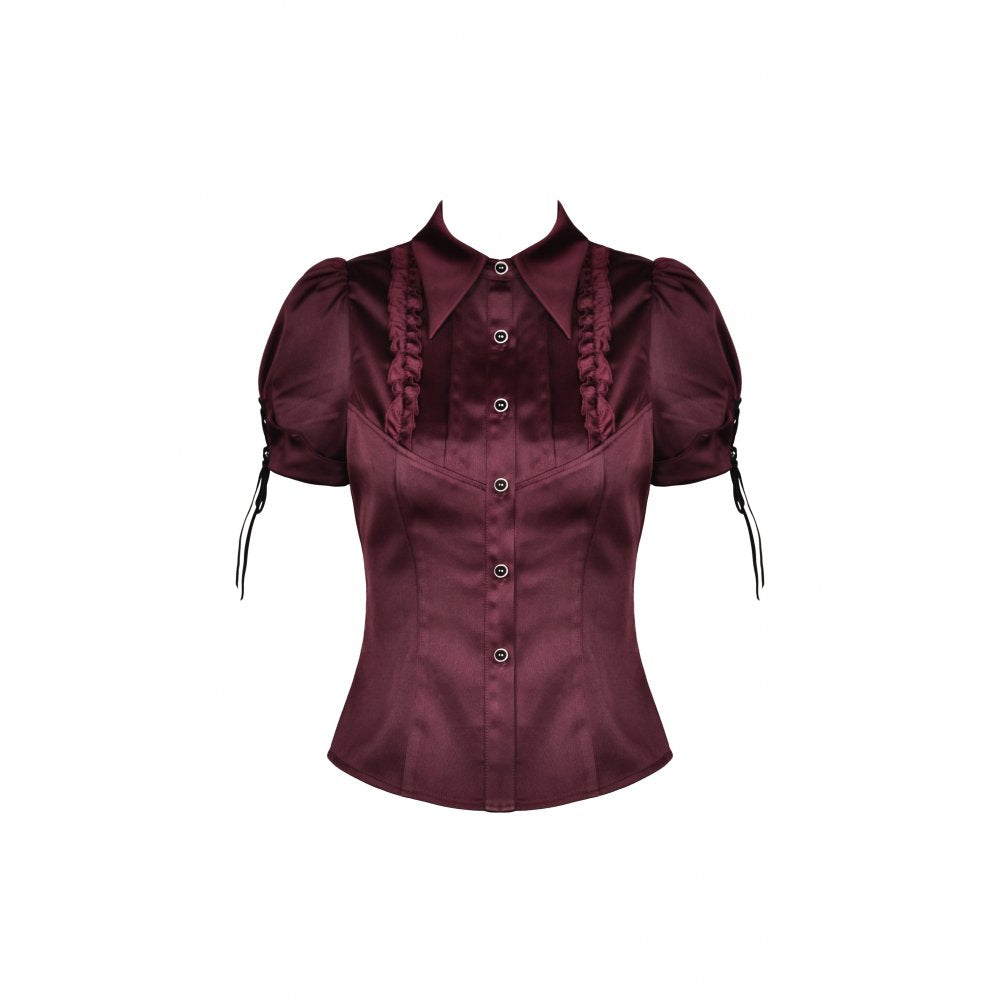 Dark In Love: Goth Wine Red Elegant Blouse